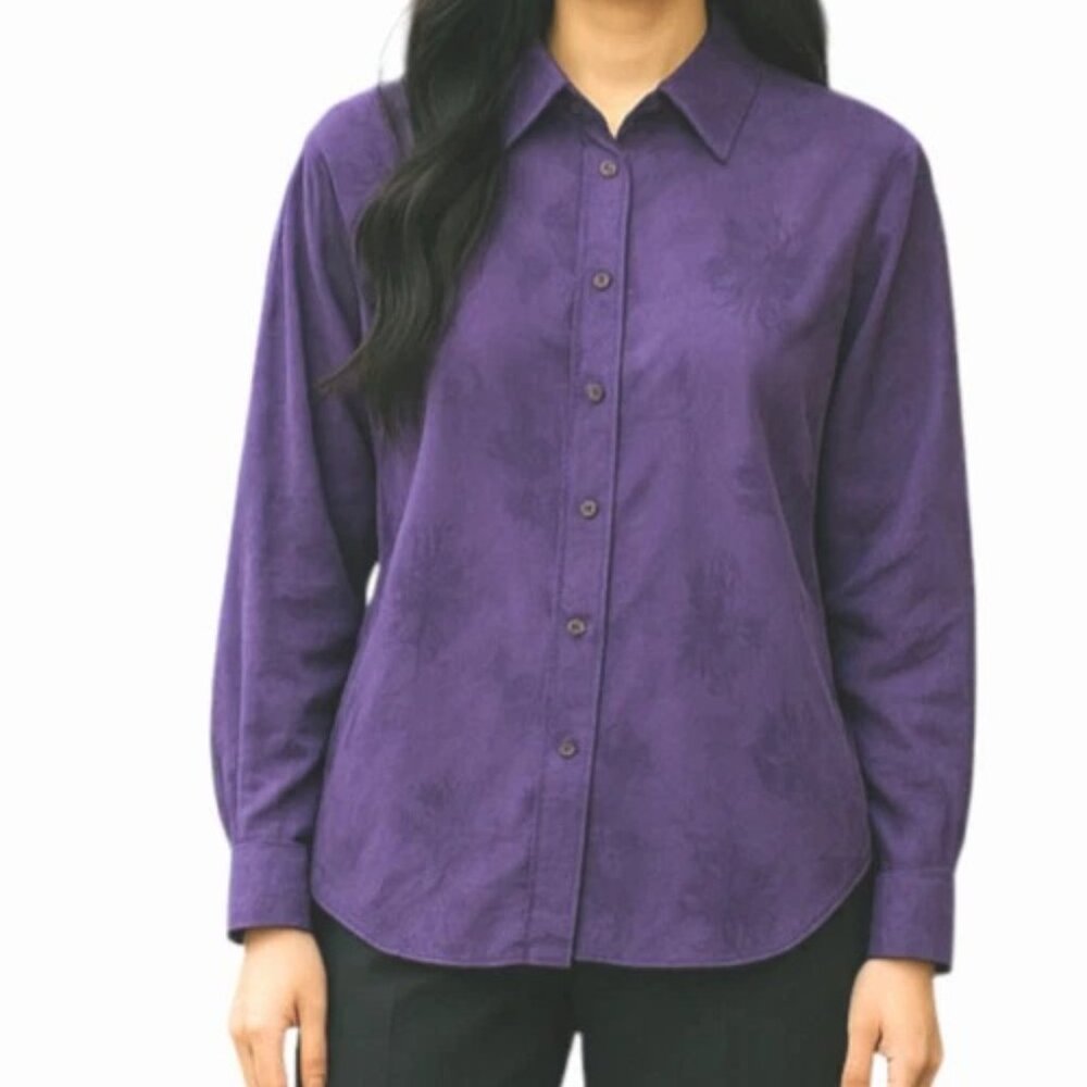 Lord & Taylor 100% Silk Blouse 6P purple Long Sleeve top